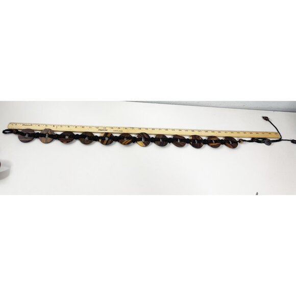 VTG Wooden Disc Beaded Elastic Belt 36\
